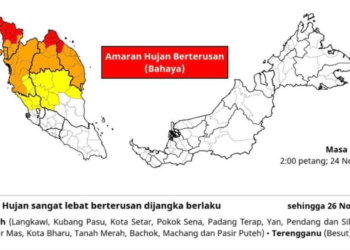 MetMalaysia Issues ‘Dangerous Level’ Heavy Rain Warning for Four States