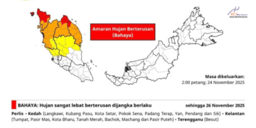 MetMalaysia Issues ‘Dangerous Level’ Heavy Rain Warning for Four States