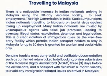 High Commission warns Indian nationals against misuse of Malaysia visa-free facility