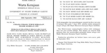 Pembatalan lantikan 10 Exco Negeri Sembilan diwartakan