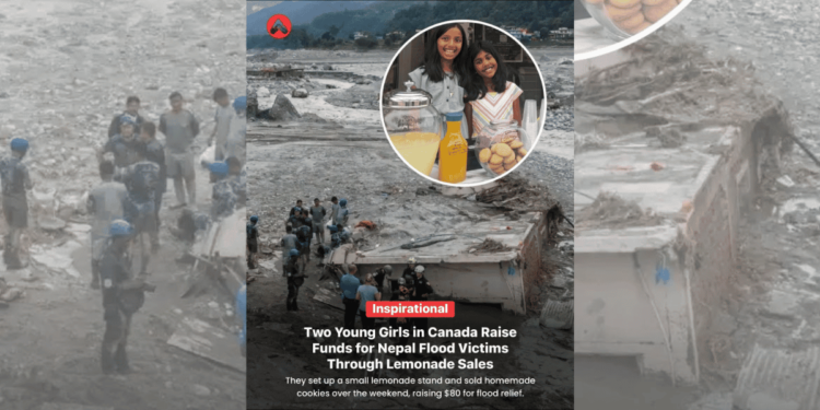 Kanak-kanak perempuan itu mengumpul wang menerusi jualan air lemon untuk disalurkan kepada tabung bantuan kemanusiaan mangsa bencana Nepal. -FACEBOOK