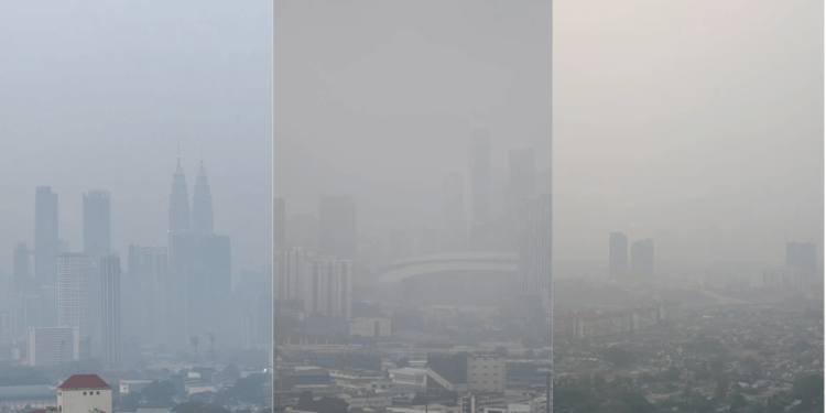 Pemandangan pusat bandar Kuala Lumpur yang dilanda jerebu.