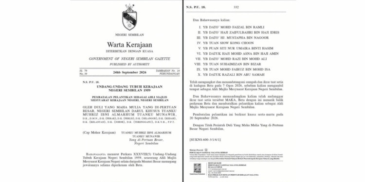 WARTA pembatalan pelantikan 10 ahli MMK Negeri Sembilan.